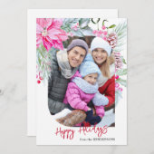 フェスティバルカラフルピンクポインセティアス写真 シーズンカード (正面/裏面)