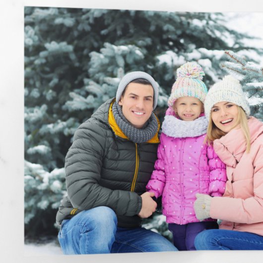 フェスティバルカラフルピンクポインセティアス写真 三つ折りカード (内部最初)