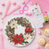フェスティバルカラフルフローラクリスマスリース ペーパープレート (パーティー)
