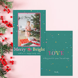 フェスティバルカラフルフローラグリーンピンククリスマス名 ラウンドシール