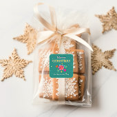 フェスティバルカラフルフローラグリーンピンククリスマス スクエアシール