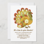 フェスティバルカラフルフローラターキーサンクスギビングディナー 招待状 (正面)