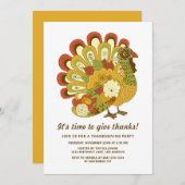 フェスティバルカラフルフローラターキーサンクスギビングディナー 招待状 (正面/裏面)