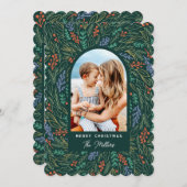 フェスティバルカラフルフローラフォトアーチクリスマス シーズンカード (正面/裏面)