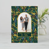 フェスティバルカラフルフローラフォトアーチクリスマス 箔シーズンカード (立ち正面)