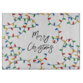 フェスティバルカラフルメリークリスマスライトパターン カッティングボード (正面)