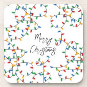 フェスティバルカラフルメリークリスマスライトパターン コースター (正面)