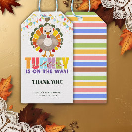 フェスティバルカラフルリトルターキーベビーシャワー ギフトタグ