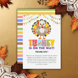 フェスティバルカラフルリトルターキーベビーシャワー サンキューカード
