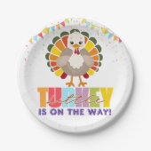 フェスティバルカラフルリトルターキーベビーシャワー ペーパープレート (正面)