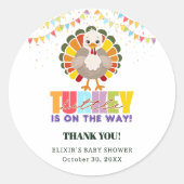 フェスティバルカラフルリトルターキーベビーシャワー ラウンドシール (正面)