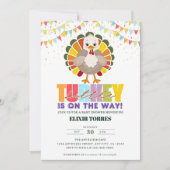 フェスティバルカラフルリトルターキーベビーシャワー 招待状 (正面)