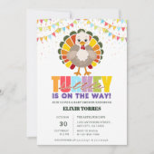 フェスティバルカラフルリトルターキーベビーシャワー 招待状 (正面)