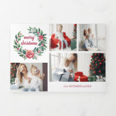 フェスティバルカラフルリースフォトコラージュ 三つ折りクリスマスカード (カバー)