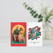 フェスティバルカラフルレトロアーチファミリーフォト シーズンポストカード (スタンド正面)