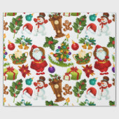 フェスティバルカラフルヴィンテージクリスマスコラージュ ラッピングペーパー (フラット)