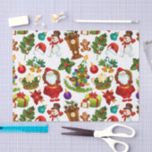 フェスティバルカラフルヴィンテージクリスマスコラージュ 薄葉紙 (クラフト)