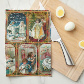 フェスティバルカラフルヴィンテ華美ージクリスマスシーン キッチンタオル (四つ折り)