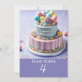 フェスティバルカラフル子供の誕生日ケーキパーティー 招待状 (裏面)