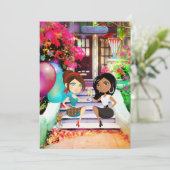 フェスティバルカラフル引っ越し祝いパーティーパーティの招待状 招待状 (スタンド正面)