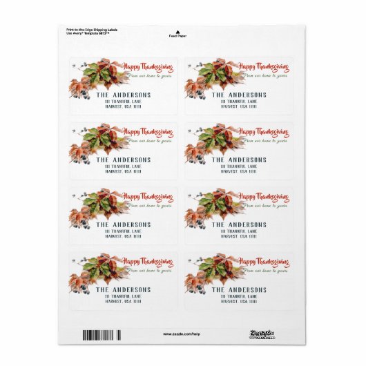 フェスティバルカラフル秋リーフ感謝祭 ラベル (フルシート)