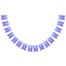 フェスティバルカラフル誕生日クレセントムーンオンパープル バンティングフラッグ