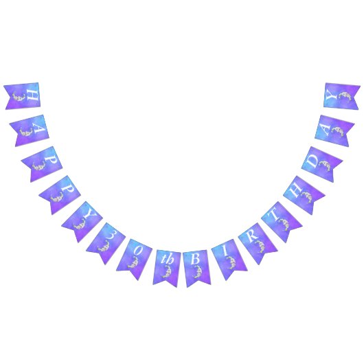 フェスティバルカラフル誕生日クレセントムーンオンパープル バンティングフラッグ (全)