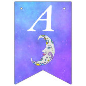 フェスティバルカラフル誕生日クレセントムーンオンパープル バンティングフラッグ (第2の旗)