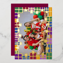 フェスティバルカラー&金ゴールドギフト縁どフォトクリスマス 箔シーズンカード