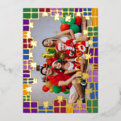 フェスティバルカラー&金ゴールドギフト縁どフォトクリスマス 箔シーズンカード (正面)