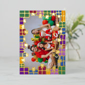 フェスティバルカラー&金ゴールドギフト縁どフォトクリスマス 箔シーズンカード (立ち正面)