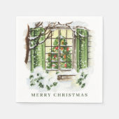 フェスティバルカントリークリスマスハウスホリデーパーティー スタンダードカクテルナプキン (正面)
