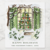 フェスティバルカントリークリスマスハウスホリデーパーティー ワインラベル (シングルラベル)