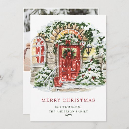 フェスティバルカントリーハウスクリスマスグリーティングフォト シーズンカード (正面/裏面)