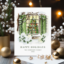 フェスティバルカントリーホリデーハウスクリスマスグリーティング ポストカード