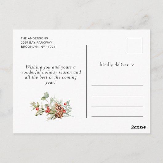 フェスティバルカントリーホリデーハウスクリスマスグリーティング ポストカード (裏面)