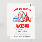 フェスティバルカーニバルサーカスショーパーティーキッド誕生日 ポストカード (正面/裏面)