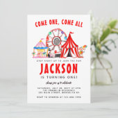 フェスティバルカーニバルサーカスショーパーティーキッド誕生日 招待状 (スタンド正面)