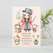 フェスティバルカーニバルサーカスパーティーキッド1st誕生日 招待状 (スタンド正面)