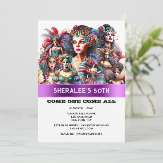 フェスティバルカーニバルショーガールズの女性カラフルの衣装 招待状 (スタンド正面)