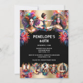 フェスティバルカーニバルパーティーテーマ花火 招待状 (正面)