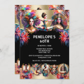 フェスティバルカーニバルパーティーテーマ花火 招待状 (正面/裏面)