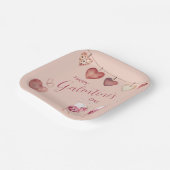 フェスティバルガレンティンズデイワイングラスとハート ペーパープレート (傾斜あり)