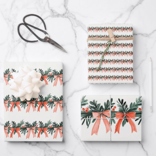 フェスティバルガーランドの水の色のリボンのギフト与えズ ラッピングペーパーシート (正面)