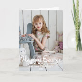 フェスティバルガールとウサギハッピーイースター写真 シーズンカード (正面)