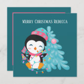 フェスティバルキッズクリスマスペンギン追加ネーム気持ち シーズンカード (正面/裏面)