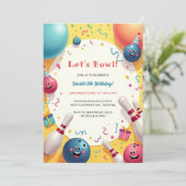 フェスティバルキッズボーリングをテーマにした誕生日パーティー 招待状 (スタンド正面)