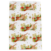 フェスティバルキャッツクリスマスホリデー金ゴールドスターズ ミディアムペーパーバッグ (正面)