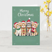 フェスティバルキャッツクリスマス猫好き カード (黄色い花)