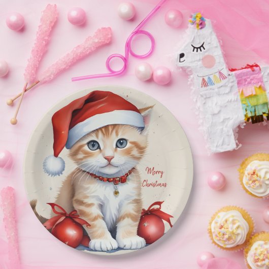 フェスティバルキャッツinクリスマスコスチューム- Holiday Vibes ペーパープレート (パーティー)